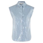 Denim Paillet Kortærmet Top