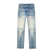 Blå Stretch-Bomuld Denim Tapered Jeans