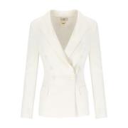 Ivory Crepe Double-Breasted Jacket