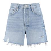 Denim Shorts med Metal Knapper