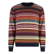 Ribstrikket crew-neck sweater i uldblanding