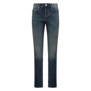 Stretch bomuld slim-fit jeans med metal knapper