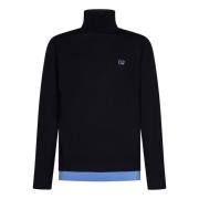 Blå Uldblanding Turtleneck Sweater