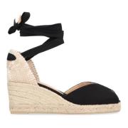 Jute wedge espadrilles med bindestrop