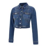 Denim Stretch Jakke med Guld Knapper