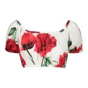 Blomstret bomuld crop top