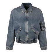 Logo Patch Denim Jakke med Lommer