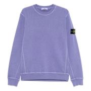 Lilla Crewneck Sweatshirt med Kontrastsyning