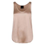 Silke Satin Tank Top med Rundet Hem