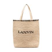 Broderet Logo Raffia Tote Taske