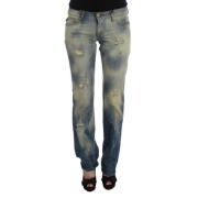 Elegant Slim Bootcut Jeans i Blå