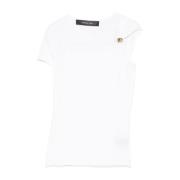 Hvid Asymmetrisk Hals T-shirt