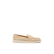 Beige ruskind slip-on afslappede halvsko