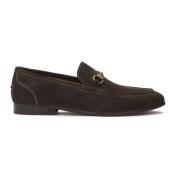 Suede Horsebit Loafers med metalstang