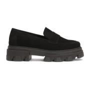 Sort ruskind slip-on sko