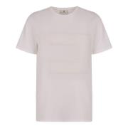 Ribbet crew-neck T-shirt med blonder