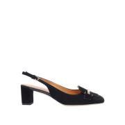 Sort Ruskind Hæl Slingback Sandal