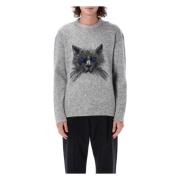 Kat Jacquard Crew Neck Sweater Grå