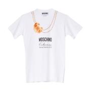 Croissant Print Hvid Kortærmet T-shirt