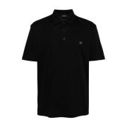 Merceriseret Polo Shirt Sort Bomuld Logo