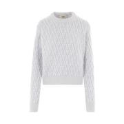 Grå Crew Neck Sweater med Lange Ærmer