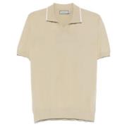 Beige V-hals kortærmet polo