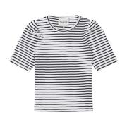 Stribet T-shirt med elegant puffærme