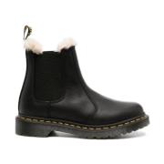 Sorte Faux-Shearling Støvler Slip-On Stil