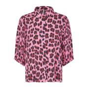 Leopard Print Skjorte i Neon Pink