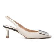 Elegant Beige Læder Slingback Sandaler