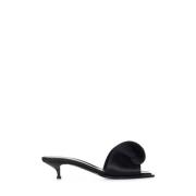 Sort Satin Kitten Heel Sandaler