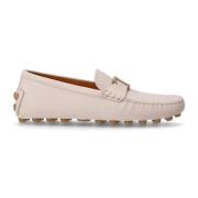 Beige Læder Driver Loafer Sko