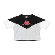 Stilfuld Kvinders Cropped T-Shirt Sort/Hvid/Fuchsia