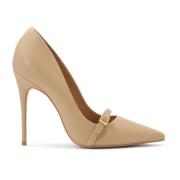 Beige pumps med dekoration på næsen