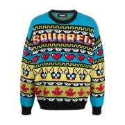 Jacquard Crewneck Strik Sweater Multicolor Logo