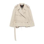 Beige Oversize Bomuld Trench Coat