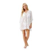 Hvid Blonde Kaftan Kjole Cover Up