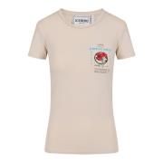 T-shirt med beige bomuld fantasibaggrund