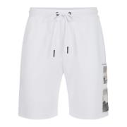 Hvide slim fit Bermuda shorts i bomuldsfleece