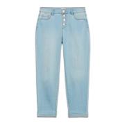 Boyfit-jeans i sten-vasket look med dekorative knapper