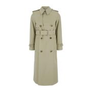 Beige dobbeltradet trenchcoat til kvinde