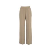 Beige Pinstripe Wide-Leg Bukser