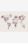 Poster Worldmap flowers light