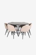 Venture Home - Spisegruppe Copenhagen med 6 spisebordsstole Velvet Sti...