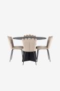 Venture Home - Spisegruppe Bootcut med 4 spisebordsstole Limhamn - Sor...