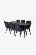 Venture Home - Spisegruppe Gold med 6 spisebordsstole Velvet Deluxe - ...