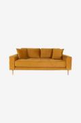 House Nordic - Sofa 2 1/2-pers. Lido. Velour med ben i naturfarve - Gu...