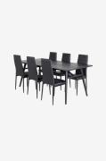 Venture Home - Spisegruppe Sleek med 6 spisebordsstole Slim - Sort - S...