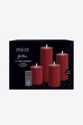 DeluxeHomeart - LED Giftbox Pillar Candle 4 stk + fjernbetjening - Rød...