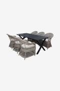 LifestyleGarden - Bord 190 cm & 6 stk Marbella-stole - Sort - Spisegru...
